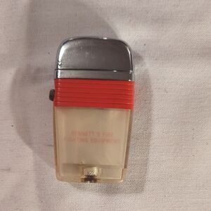 Vintage Bennetts Fire Fighting Equipment Pocket Lighter - Red, Silver, Clear